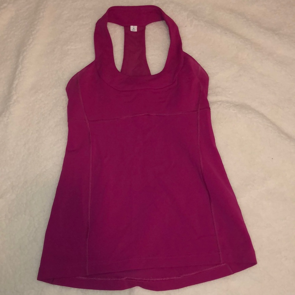 DARK PINK LULULEMON MESH TANK TOP W/ BUILT IN BRA